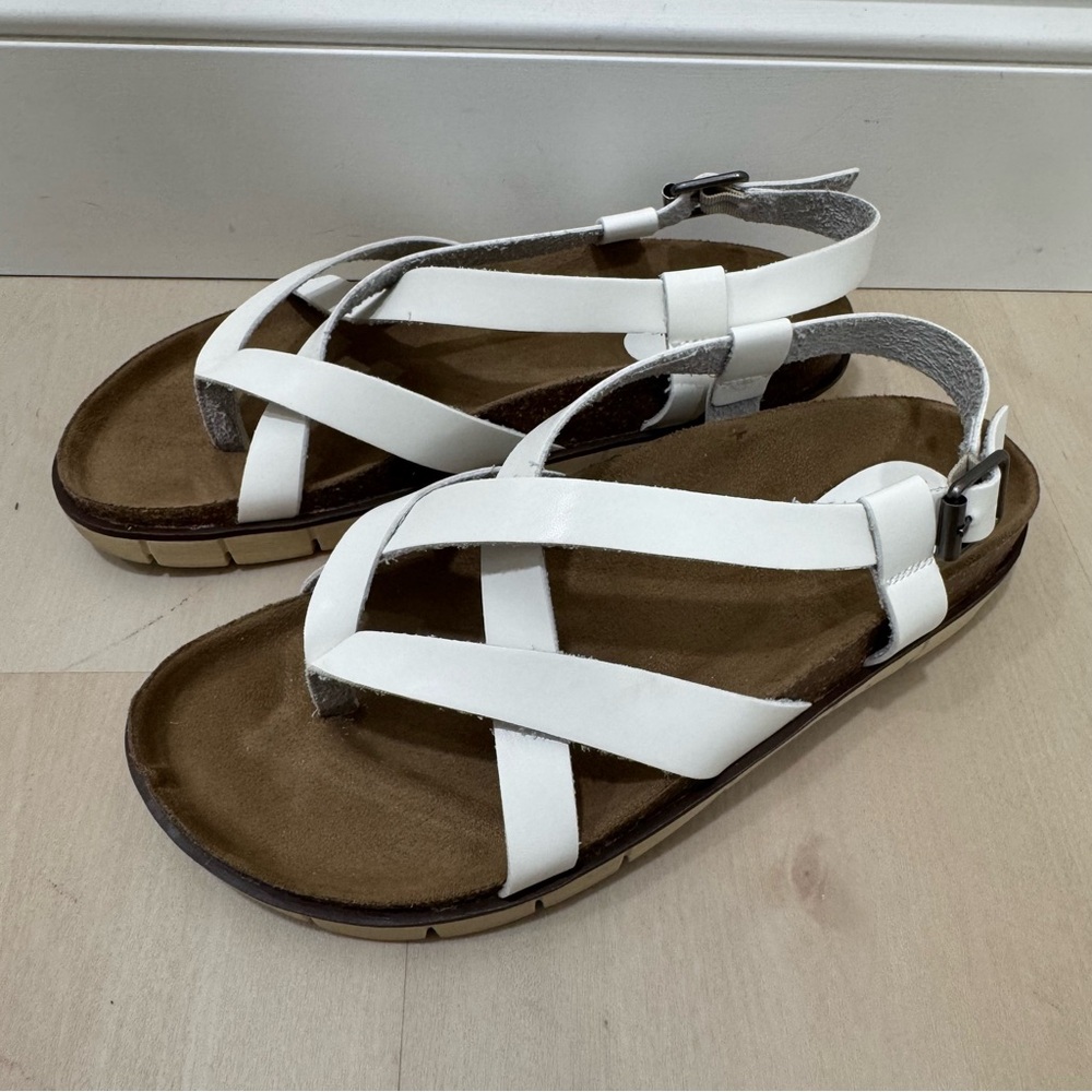 MIA White Strappy Leather Sandals